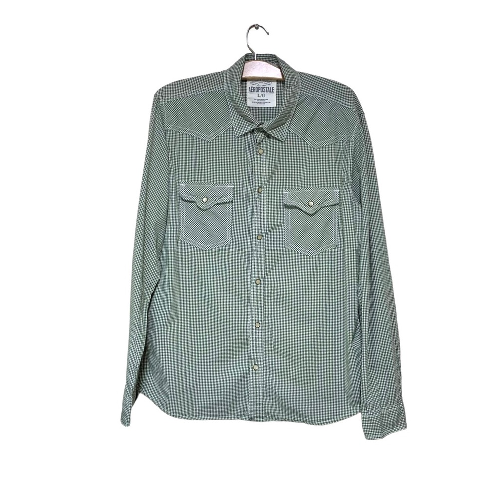 Aeropostale Green Snap Button Down Shirt Size Large